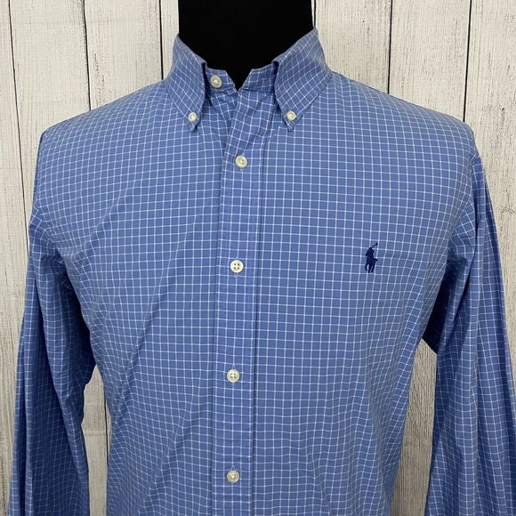 Ralph Lauren Other - Ralph Lauren Men's XL Blue Check Cotton Long Sleeve Button-Front Shirt